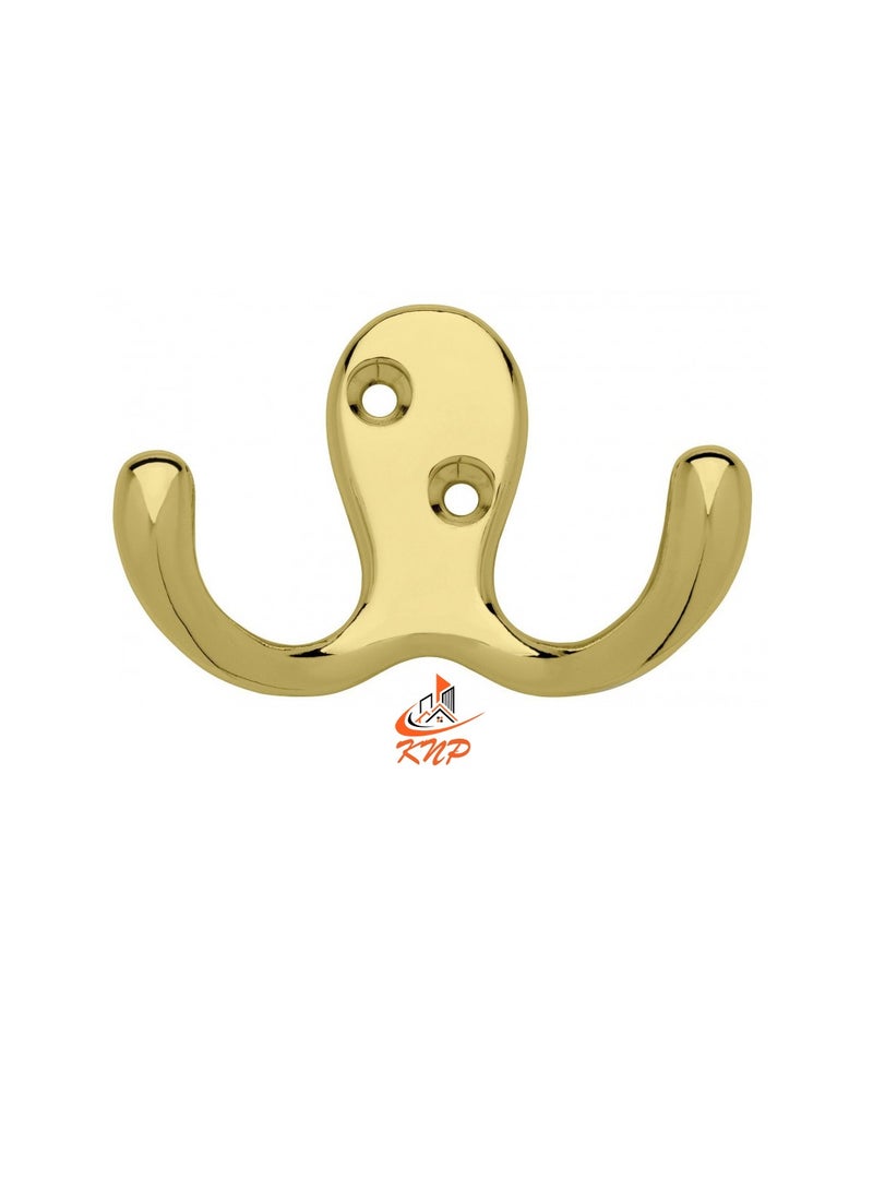 KNP Double Coat Hook - Brass - Image 2