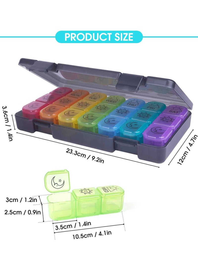 Aideli Weekly Pill Organizer 3 Times a Day – 7 Day Pill Box with AM PM Night Compartments, Portable Medicine Organizer for Travel & Home Use - Image 5
