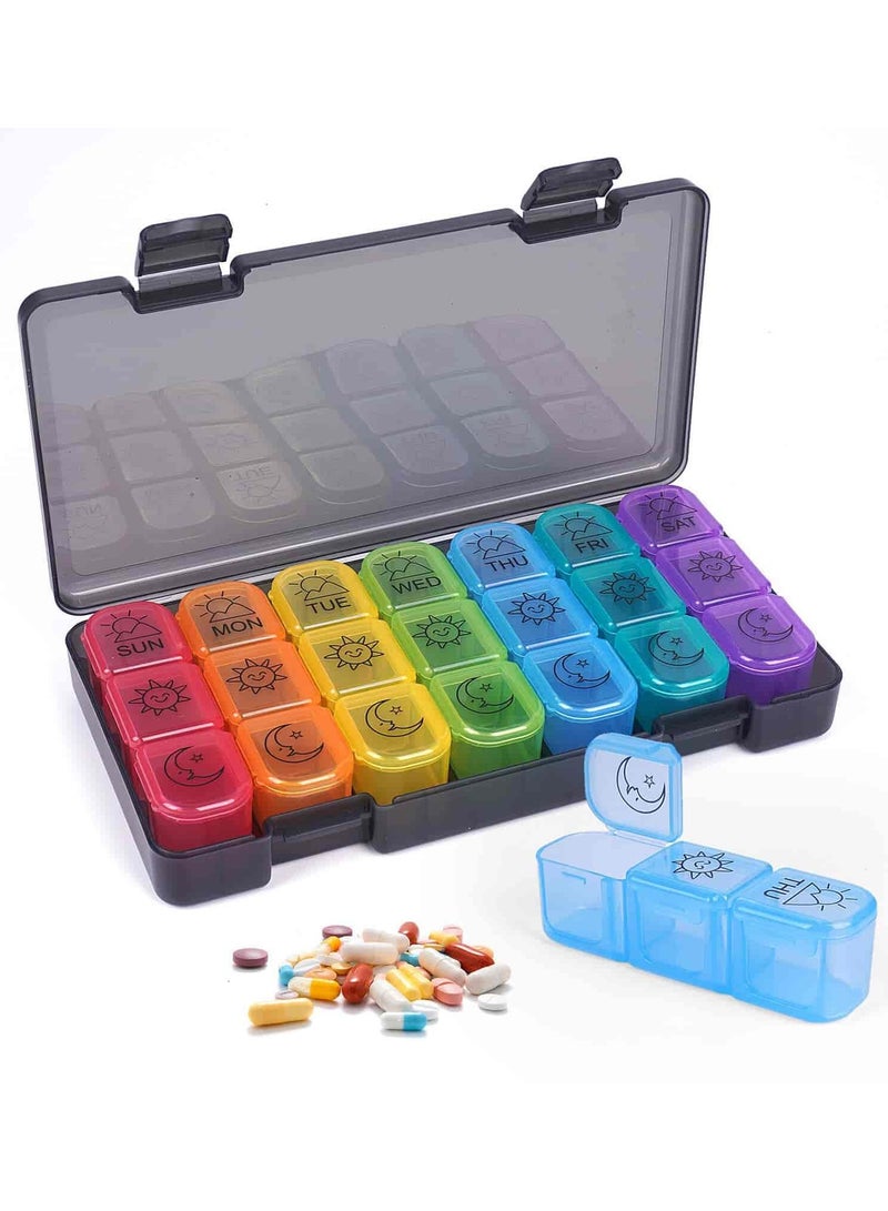 Aideli Weekly Pill Organizer 3 Times a Day – 7 Day Pill Box with AM PM Night Compartments, Portable Medicine Organizer for Travel & Home Use - Image 2