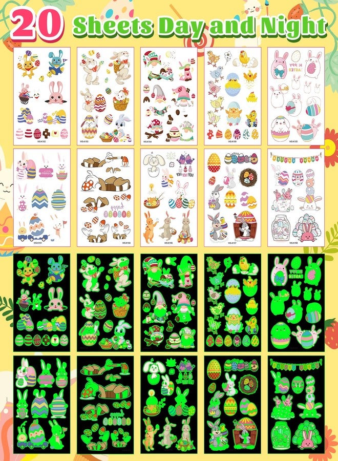 Greingways 110 Styles Easter Tattoos Party Favors for Kids, Luminous Temporary Tattoos Stickers, Egg Decorating Fillers Easter Goodie Bag Basket Stuffers Gifts for Girls Boys Kids Teens - Image 2