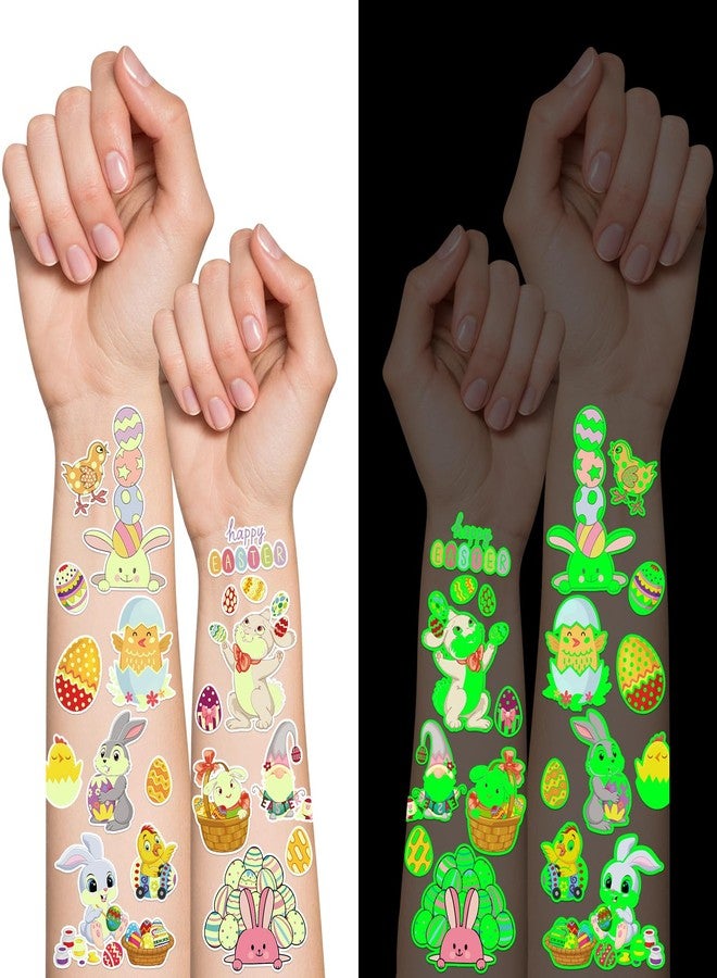 Greingways 110 Styles Easter Tattoos Party Favors for Kids, Luminous Temporary Tattoos Stickers, Egg Decorating Fillers Easter Goodie Bag Basket Stuffers Gifts for Girls Boys Kids Teens - Image 1