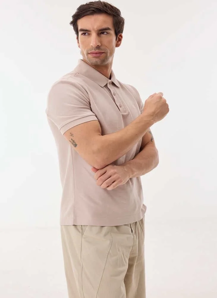 Ashita Fernandes  Emon Men’s Baby Pink Cotton Blend Collar T-Shirt – Relaxed Fit, Solid, Lightweight Casual Wear for Men | Best Price UAE