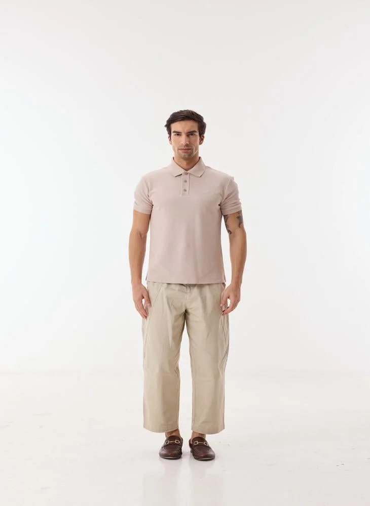 Ashita Fernandes  Emon Men’s Baby Pink Cotton Blend Collar T-Shirt – Relaxed Fit, Solid, Lightweight Casual Wear for Men | Best Price UAE