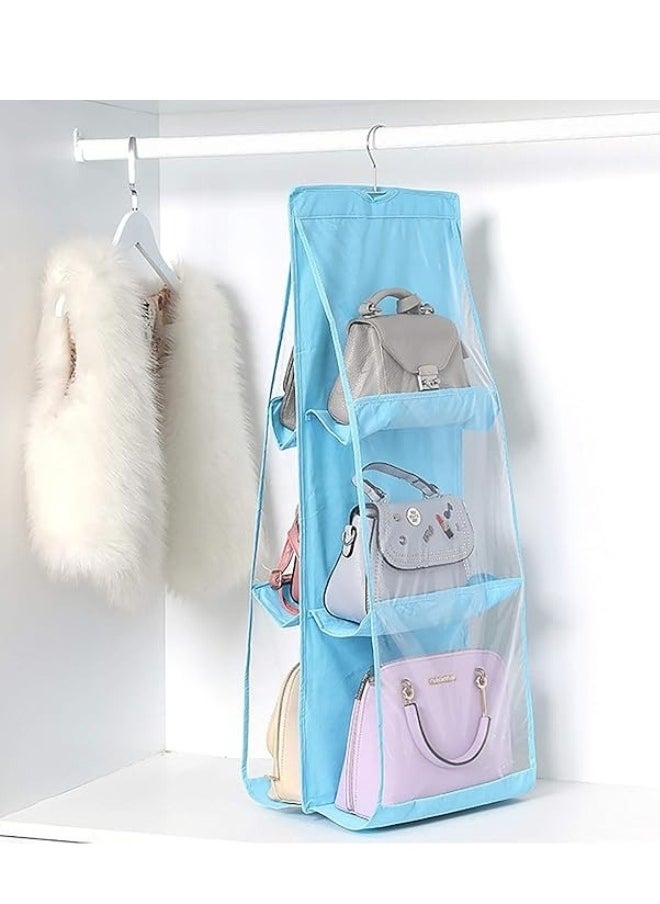 FALMER - Large Foldable 6 Pockets Handbag Organizer Easy to Use Handbag Organizer - Blue - Image 1