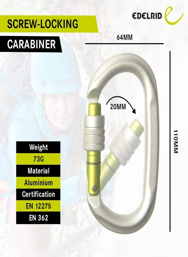 Edelrid Oval Power 2400 Screw Locking Climbing Carabiner - Lightweight, Robust Aluminum Carabiner Hook for Heavy Duty Climbing, EN 362 & EN 12275 Certified - Image 2