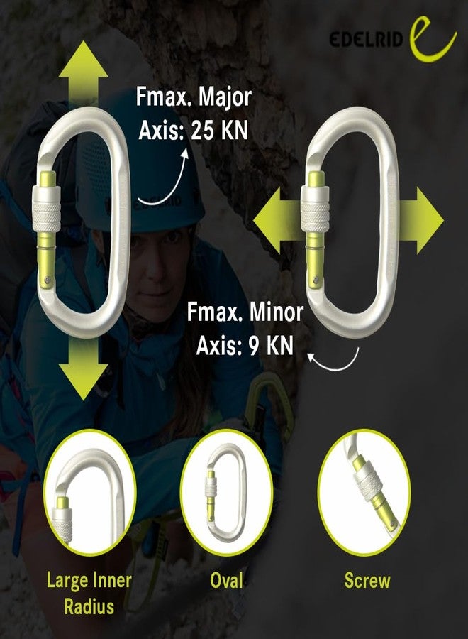 Edelrid Oval Power 2400 Screw Locking Climbing Carabiner - Lightweight, Robust Aluminum Carabiner Hook for Heavy Duty Climbing, EN 362 & EN 12275 Certified - Image 3