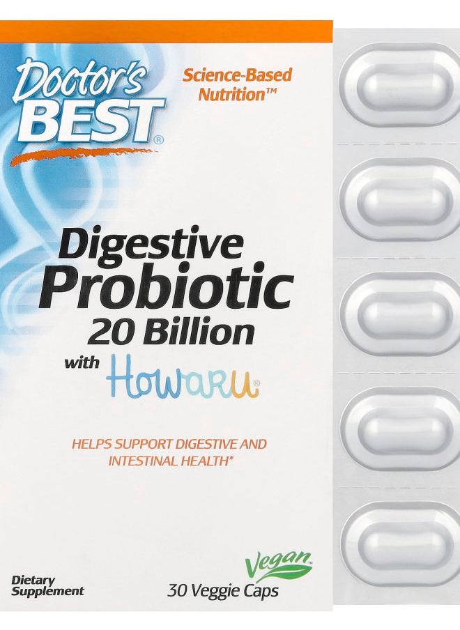 Digestive Probiotic 20 Billion with Howaru 30 Veggie Caps