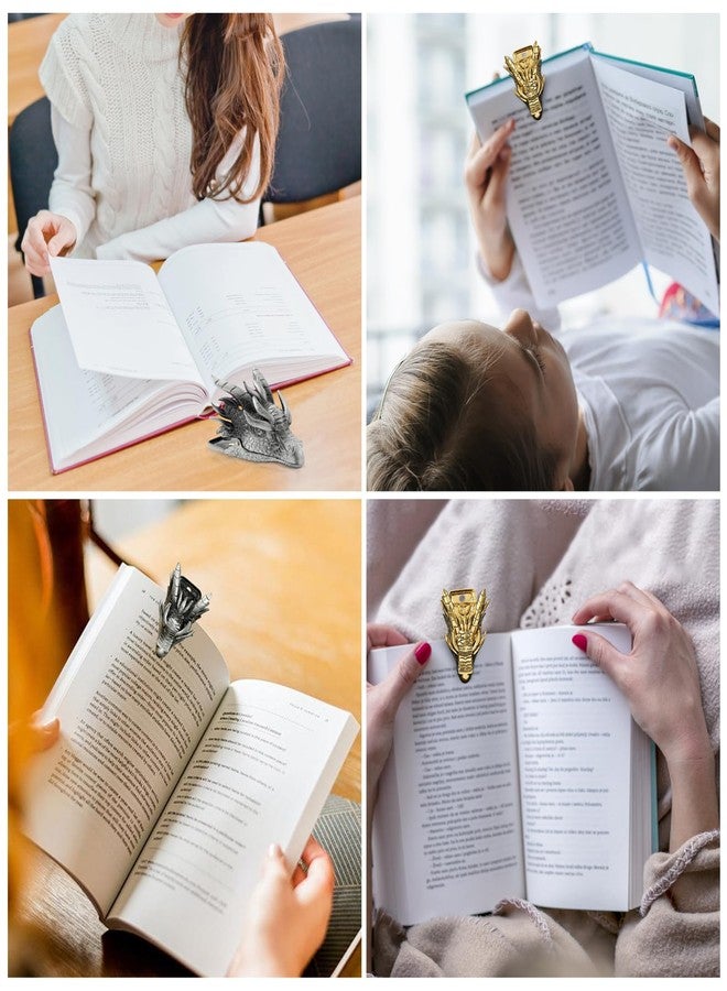 SAMIQU Retro Dragon Head Bookmark - Page Holder - Reading Note Paper Clip for Home School Office - Gift for Teachers Clerks Students and Book Lovers (Gold) - Image 3
