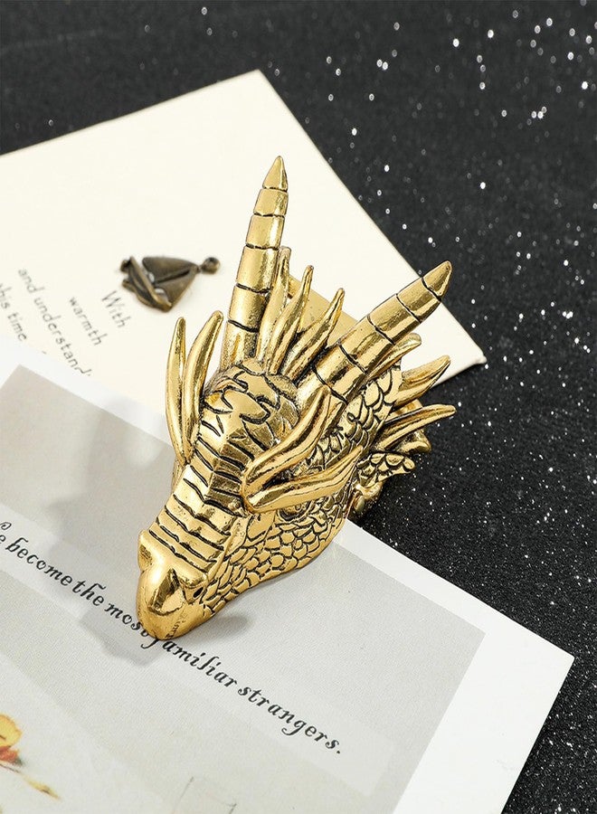 SAMIQU Retro Dragon Head Bookmark - Page Holder - Reading Note Paper Clip for Home School Office - Gift for Teachers Clerks Students and Book Lovers (Gold) - Image 2