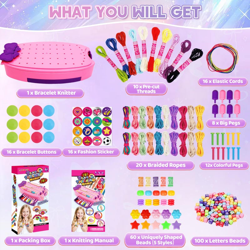 OCHIDO 2 in 1 Friendship Bracelet Kit, Bracelet Making Kit for Girls, Arts and Crafts for Kids Ages 8-12, DIY String Bracelet Maker, Birthday Christmas Gift for Girl 6 7 9 10 11 12+ Year Old - Image 3