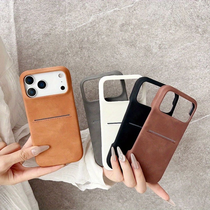غلاف هاتف أبيض مزخرف بفتحة بطاقة لجهاز Apple iPhone 15، حماية كاملة التغطية - Image 2