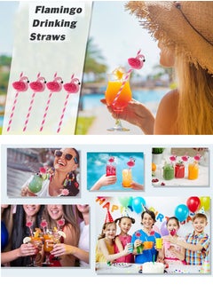 Generic 10Pcs Drinking Straws,Flamingo Disposable Art Straws,Food Grade High-quality Paper Straws,For Pool Parties,Table Decorating,Birthdays & Weddings.  - Image 2