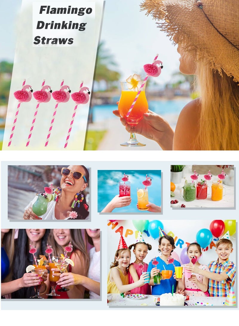 10Pcs Drinking Straws,Flamingo Disposable Art Straws,Food Grade High-quality Paper Straws,For Pool Parties,Table Decorating,Birthdays & Weddings.  - Image 2