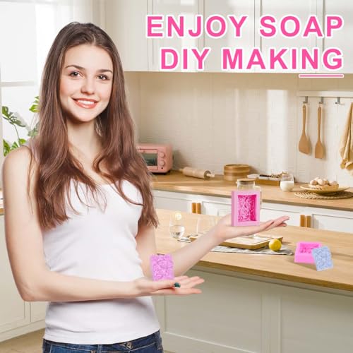 OBTANIM 2 Pcs Silicone Square Rose Flower Fondant Molds Handmade Chocolate Candy Moulds for DIY Craft Art Soap Candle Making Cake Decoration - Image 5