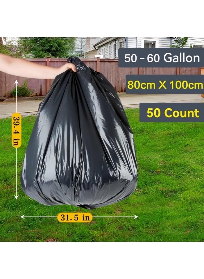 صن سباير كيس قمامة كبير للغاية ، كيس قمامة مقاوم للثقب سعة 55-60 جالون | 50 كيس | كيس قمامة بلاستيكي أسود كبير للمنزل ، المطبخ ، التجاري ، الفناء ، العشب (80 سم × 100 سم) - Image 2