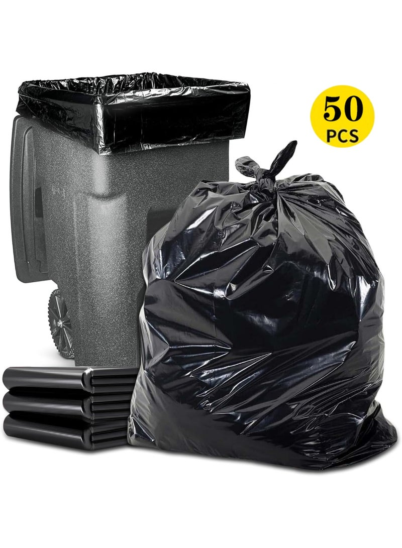 صن سباير كيس قمامة كبير للغاية ، كيس قمامة مقاوم للثقب سعة 55-60 جالون | 50 كيس | كيس قمامة بلاستيكي أسود كبير للمنزل ، المطبخ ، التجاري ، الفناء ، العشب (80 سم × 100 سم) - Image 1