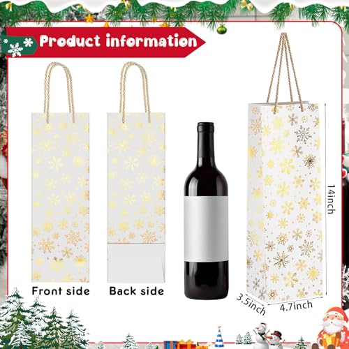 Harloon 12 Pcs Christmas Wine Gift Bags Bulk Winter Snowflake Wine Bottle Bags with Handles Holiday Bottles Gifts for Wedding Party Decoration Liquor Lovers Drinkers GiftGolden - Image 3