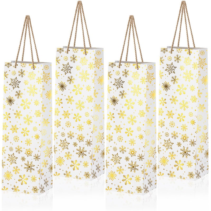 Harloon 12 Pcs Christmas Wine Gift Bags Bulk Winter Snowflake Wine Bottle Bags with Handles Holiday Bottles Gifts for Wedding Party Decoration Liquor Lovers Drinkers GiftGolden - Image 2