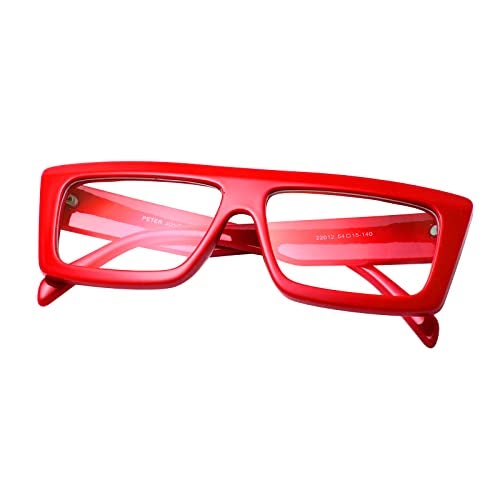 Peter Jones Square Red Oversized Large Unisex Blue Light Blocking Computer Glasses (22012-RD) - Image 1