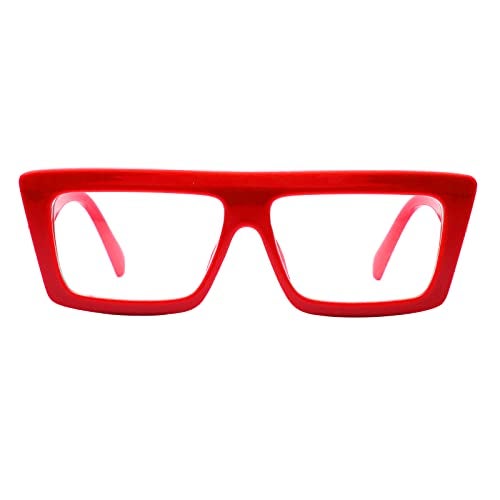 Peter Jones Square Red Oversized Large Unisex Blue Light Blocking Computer Glasses (22012-RD) - Image 4