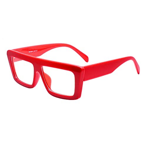 Peter Jones Square Red Oversized Large Unisex Blue Light Blocking Computer Glasses (22012-RD) - Image 3