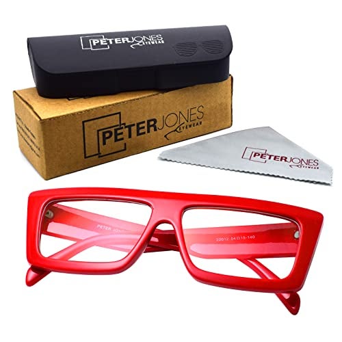 Peter Jones Square Red Oversized Large Unisex Blue Light Blocking Computer Glasses (22012-RD) - Image 5