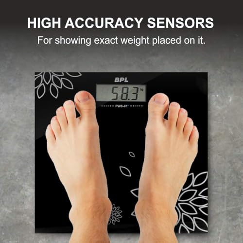 BPL Medical Technologies PWS-01+ Personal Weighing Scale for Highly Accurate Digital Bathroom Body Scale, Precisely Measures Weight Up to 180Kg - Black - Image 4