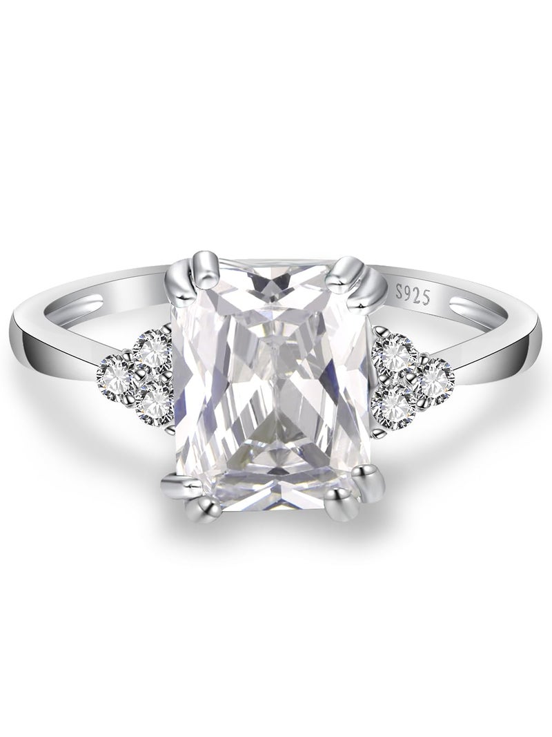 Yaresul 3.5CT 925 Sterling Silver Radiant Cut Engagement Ring for Women Cubic Zirconia Wedding Band CZ Promise Wedding Ring for Women Size 7 - Image 2