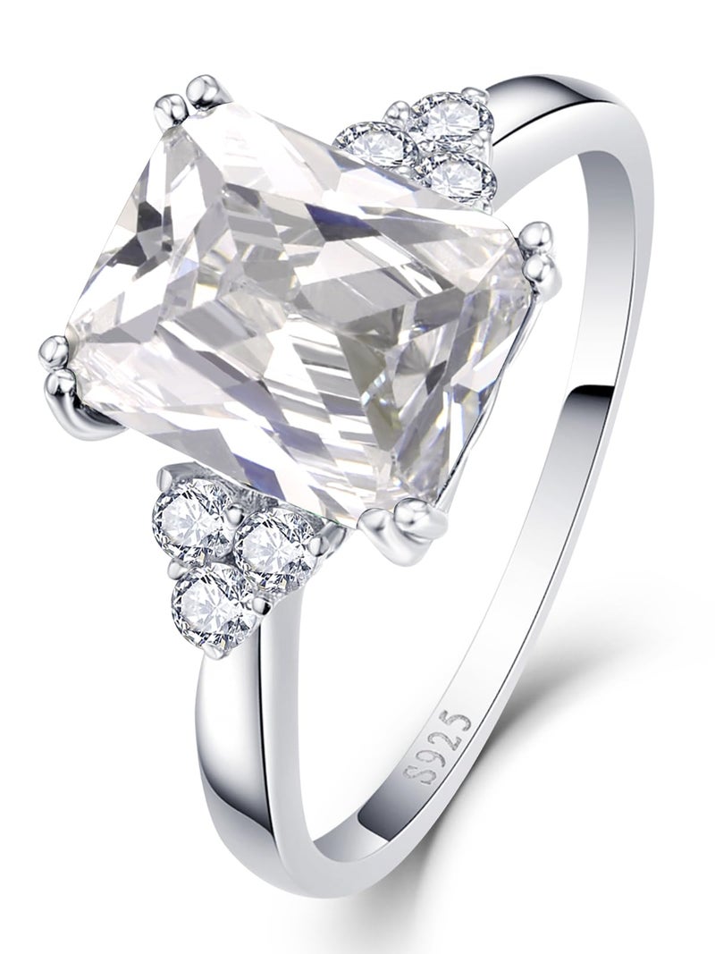 Yaresul 3.5CT 925 Sterling Silver Radiant Cut Engagement Ring for Women Cubic Zirconia Wedding Band CZ Promise Wedding Ring for Women Size 7 - Image 1