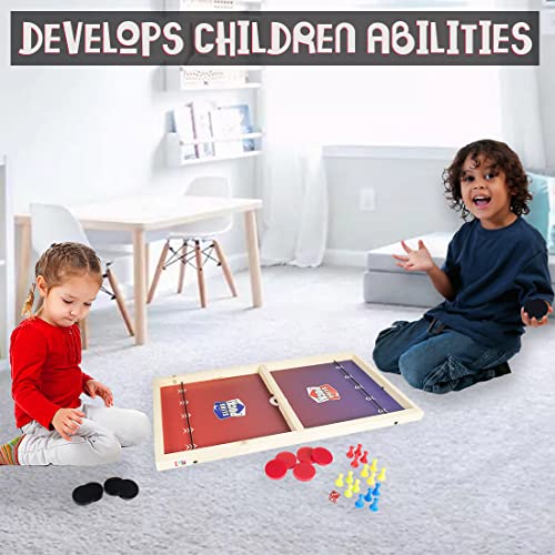 Wembley Games for Boys 10 Years String Hockey Fastest Finger Board Game Fast Sling Puck Snake Ladder and Ludo 3 in 1 Parent Children Family Indoor Games for Kids Wooden - BIS Approved - Image 4