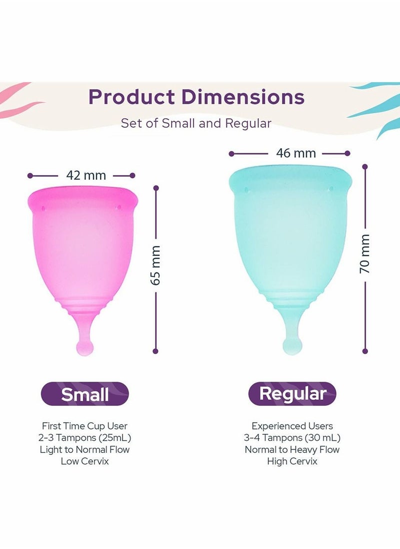 NIBEMINENT - Soft Menstrual Cup, Super and Flexible, Reusable Silicone Foldable Sterilizing Wear for 12 Hours, Easy to Clean Tampon Pad Alternative (1 Small 1 Large) - Image 1