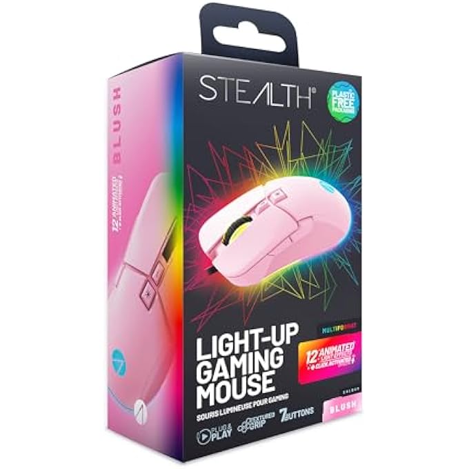 Stealth PASTEL PINK LED LIGHT-UP 7-BUTTON GAMING MOUSE - COMPATIBLE WITH GAMING CONSOLES & PC - Image 1