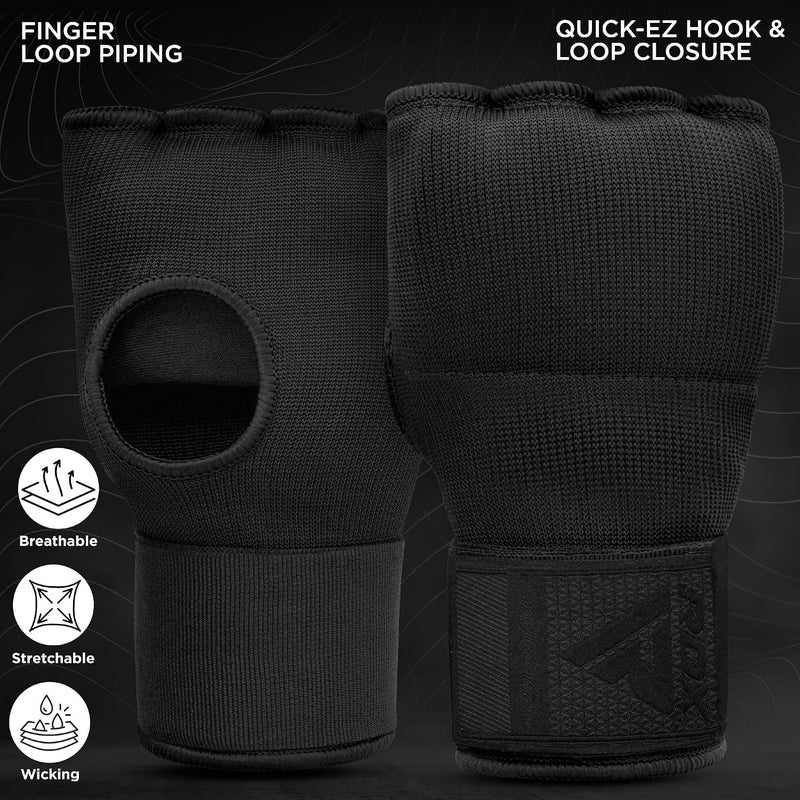 RDX Boxing Hand Wraps Gel Inner Gloves with 100cm Wrist Straps for MMA and Muay Thai Training -S |Black/Black (HYP-IS2B-S) - Image 5