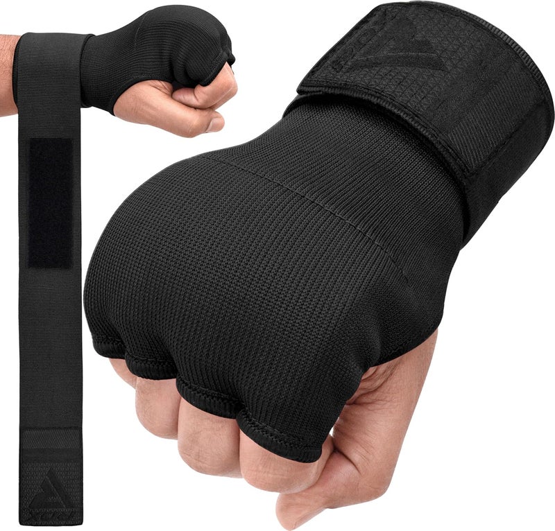 RDX Boxing Hand Wraps Gel Inner Gloves with 100cm Wrist Straps for MMA and Muay Thai Training -S |Black/Black (HYP-IS2B-S) - Image 1