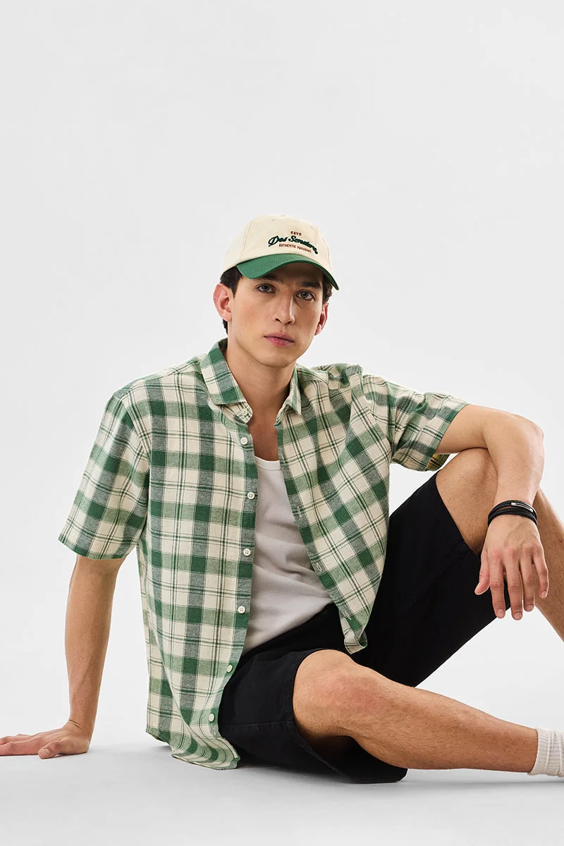 SNITCH Green Checkered Half Sleeve Regular Fit Shirt