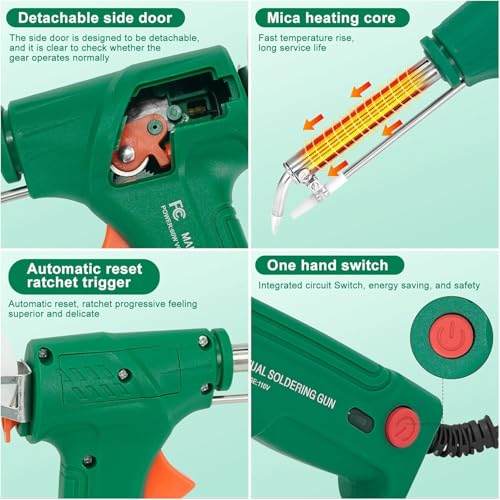 Iktu Soldering Gun, Automatic 60W Soldering Iron Kit Solder Welding Gun for Jewelry,Home DIY, Circuit Boards, Electronics Repair - Image 3
