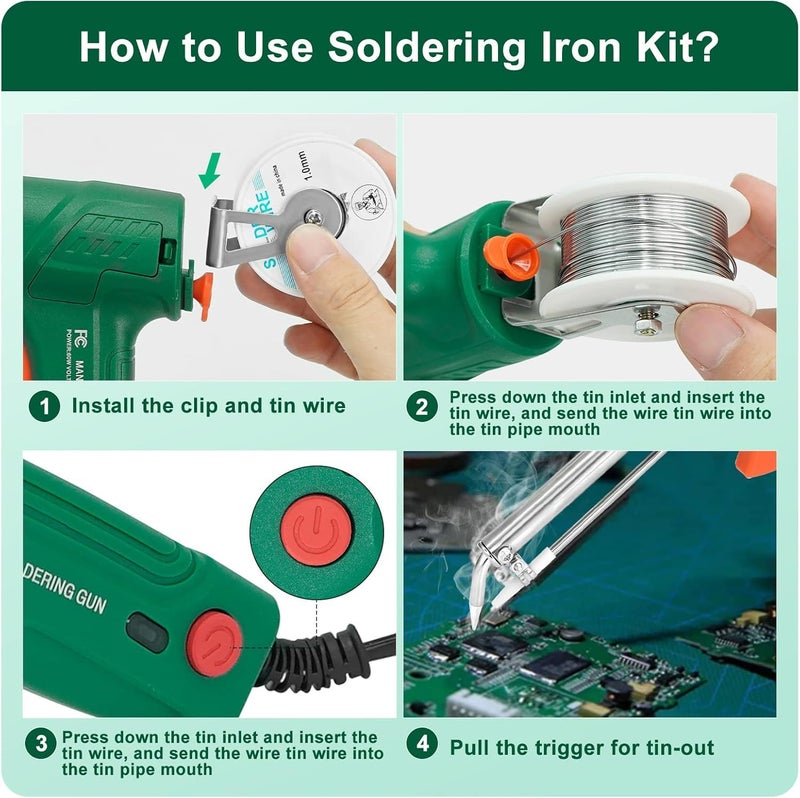 Iktu Soldering Gun, Automatic 60W Soldering Iron Kit Solder Welding Gun for Jewelry,Home DIY, Circuit Boards, Electronics Repair - Image 5