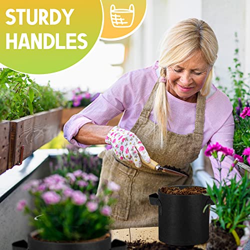 Nuanchu 60 Packs Grow Bags Bulk Aeration Fabric Pot with Handles Thickened Nonwoven Garden Bags to Healthy Root Growth Vegetables Heavy Duty Grow Pots Planting Planter for Flower Fruits (2 Gallon) - Image 4