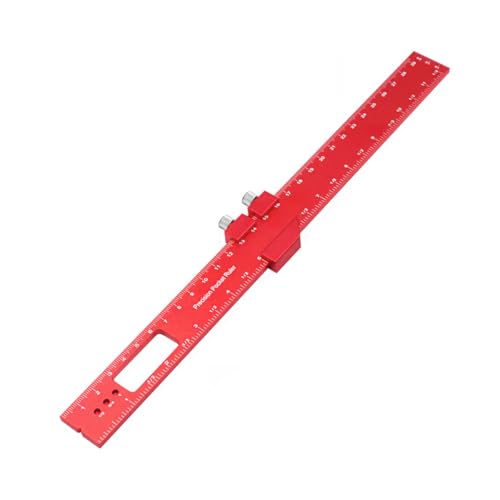 Serplex® Woodworking Ruler Straight 300mm/11 inch Red Aluminum Alloy Ruler with Sliding 45 ° Angle Guides Etched Scale Design Multifunctional Straight Ruler for DIY Craft, Woodwork, Construction - Image 1