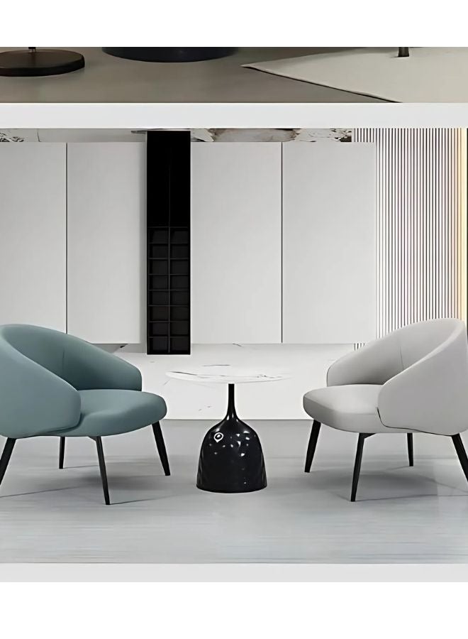 فاشون هوم طاولة قهوة رخامية فاخرة بتصميم دائري عصري، لون أسود، 50×50×55 سم - Image 4