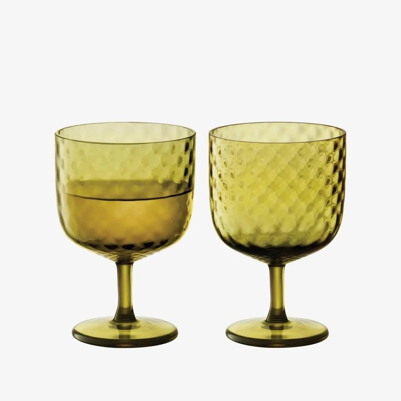 LSA Dapple Tumbler Glasses Set of 2 (325ml) Sun Amber color Textured, Made in Poland - Image 1