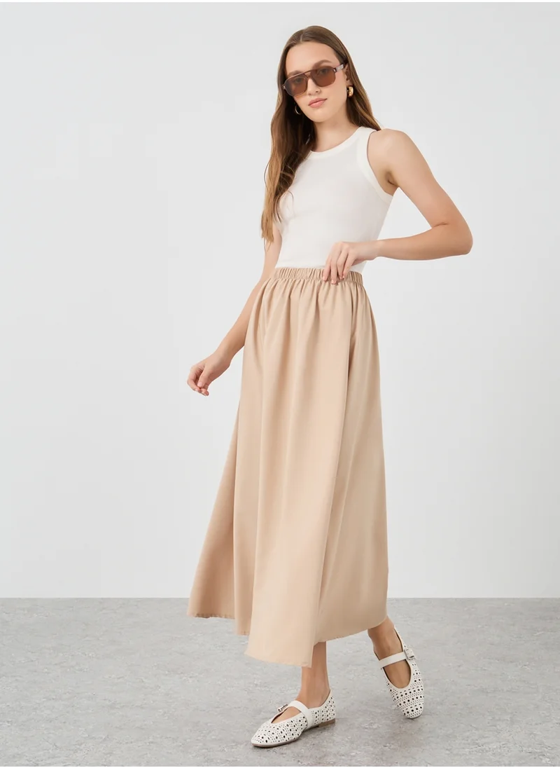 Take Two Take Two Solid A-Line Midi Skirts