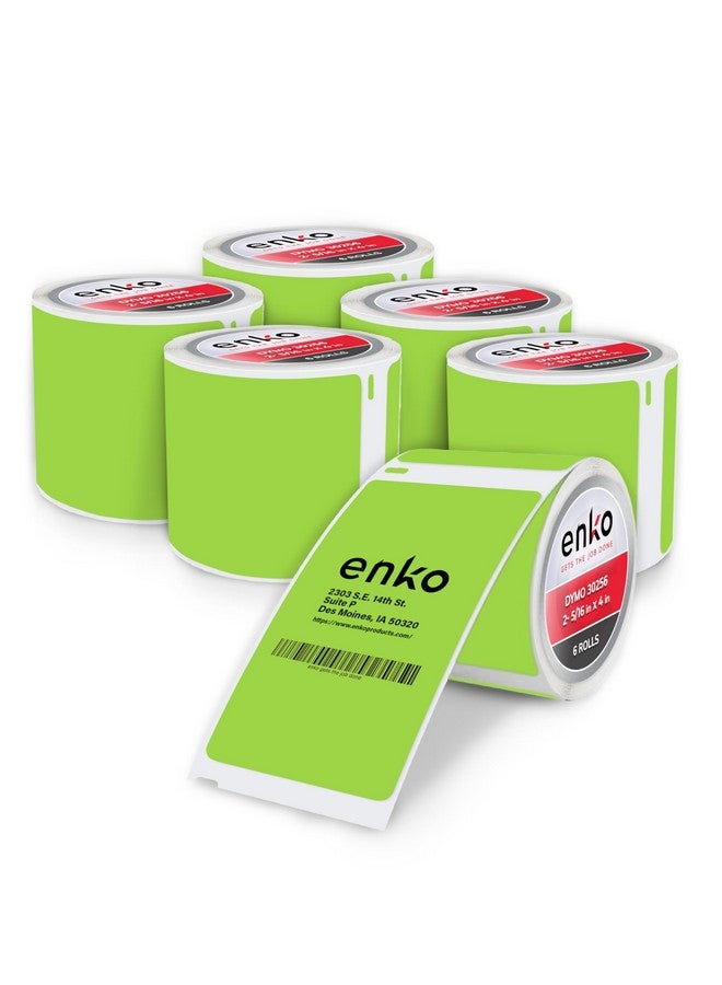إنكو برودكتس Enko [6 لفات، 1800 ملصق حراري مباشر] أخضر اللون متوافق مع ملصقات Dymo 30256 - ملصقات (2-5/16 × 4 بوصة) للاستخدام مع طابعة Dymo وRollo الحرارية كملصقات شحن وإرسال - Image 1