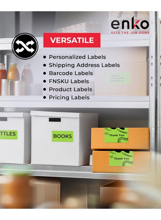 إنكو برودكتس Enko [6 لفات، 1800 ملصق حراري مباشر] أخضر اللون متوافق مع ملصقات Dymo 30256 - ملصقات (2-5/16 × 4 بوصة) للاستخدام مع طابعة Dymo وRollo الحرارية كملصقات شحن وإرسال - Image 4