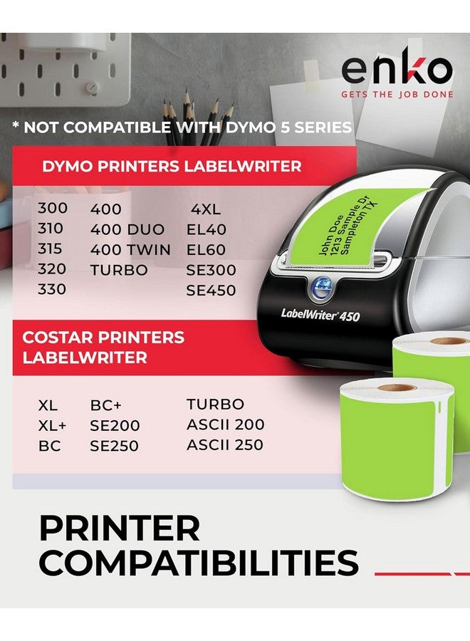 إنكو برودكتس Enko [6 لفات، 1800 ملصق حراري مباشر] أخضر اللون متوافق مع ملصقات Dymo 30256 - ملصقات (2-5/16 × 4 بوصة) للاستخدام مع طابعة Dymo وRollo الحرارية كملصقات شحن وإرسال - Image 3