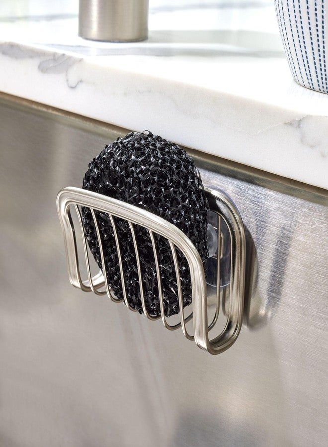 InterDesign iDesign Suction Cup Sponge Holder for Kitchen Sink - Brushed Nickel - Image 4