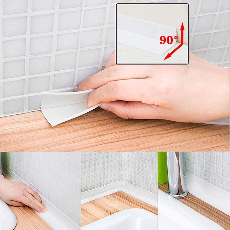 GION GION Wall Sealing Tape Gap Corner Line Tape Sink Toilet Bathroom Protector Tape Mildew Proof Sticker Waterproof Joint Sealing Tape Wall Corner Line Tape 1Pcs White  - Image 2