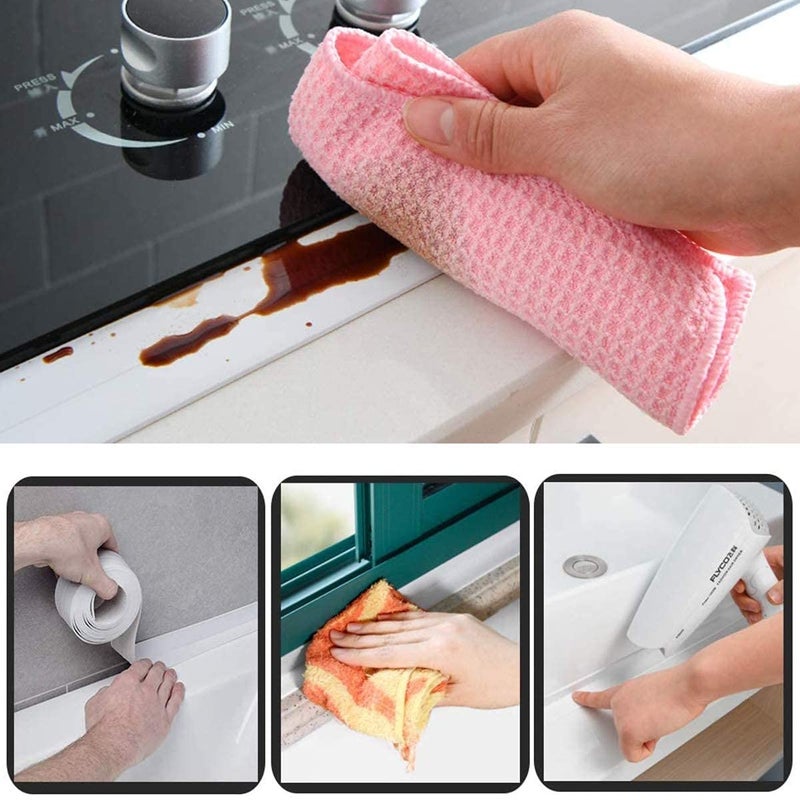 GION GION Wall Sealing Tape Gap Corner Line Tape Sink Toilet Bathroom Protector Tape Mildew Proof Sticker Waterproof Joint Sealing Tape Wall Corner Line Tape 1Pcs White  - Image 3
