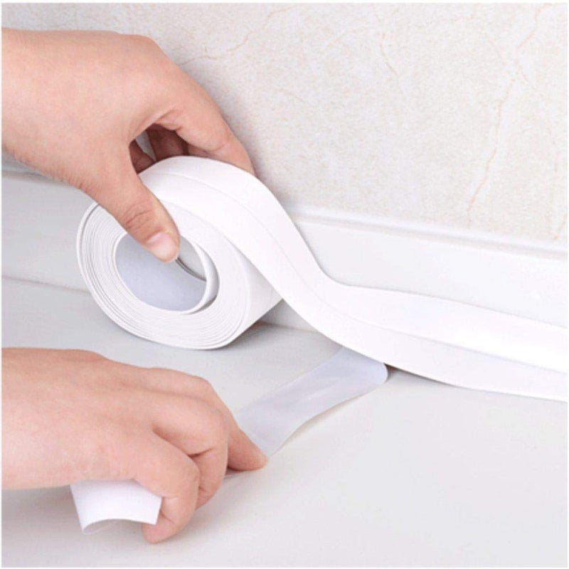 GION GION Wall Sealing Tape Gap Corner Line Tape Sink Toilet Bathroom Protector Tape Mildew Proof Sticker Waterproof Joint Sealing Tape Wall Corner Line Tape 1Pcs White  - Image 1