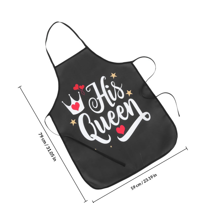 2Pcs Valentines Day Apron Lovely Heart Apron Cute Kitchen Cooking Baking Apron Chefs Apron for Cooking Grill BBQ Baking for Men Women Black - Image 2